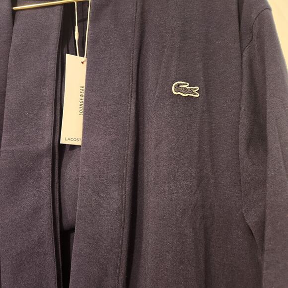Lacoste unisex cotton belted navy blue robe size M/L - Picture 4 of 6
